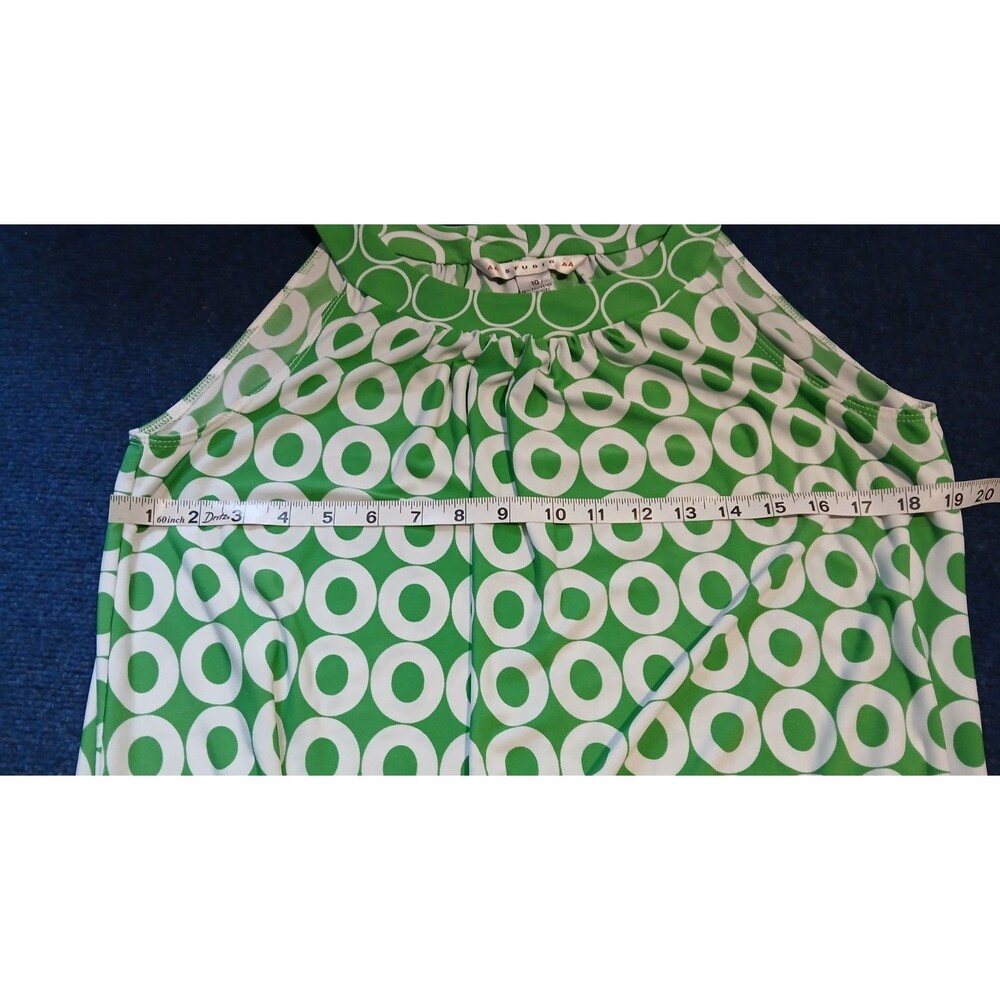 AA Studio AA Green/White Geometric Circle Print Sleeveless Dress 10 - Picture 6 of 6